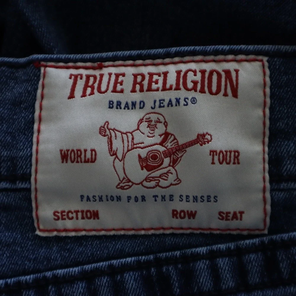 True‎ Religion Jeans Mens 34 Ricky Relaxed Straight Stretch Flex Denim Dark Blue